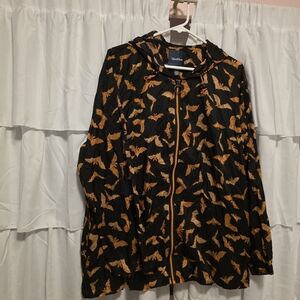 Modcloth Halloween Bat Print Windbreaker Jacket